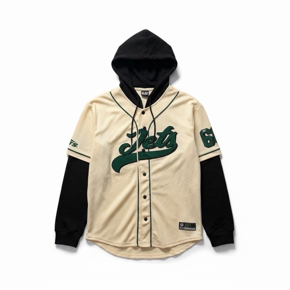 Ultra Game Other - NWT NY Jets NFL Ultra Game Cream Green Black Hoodie Jersey Snaps Size Medium New